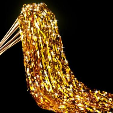 Imagem de Motionchic 100 Pçs Varinhas de Fadas de Casamento de Folha Dourada com Sinos Folha de Fita de Tinsel Varinhas de Casamento Flâmulas de Casamento Chá de Bebê Mandar Adereços de Aniversário para