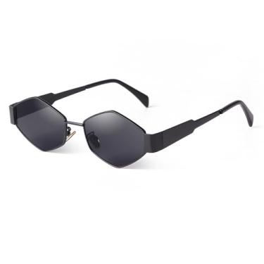 Imagem de VFDHN Óculos de sol hexágono de metal retrô para mulheres e homens Steam Punk Square Sun Glasses Feminino UV400, C1, tamanho único