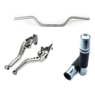 Imagem de Kit Guidão Esportivo 22mm Manopla Jupiter Manete Moto Tornado Falcon X