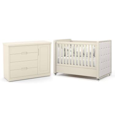 Imagem de Jogo de Quarto Infantil Tutto New Cômoda 1 Porta e Berço com Capitonê - Matic Móveis