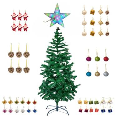 Imagem de Árvore De Natal Decorada 1,50m Enfeitada Pinheiro Grande Tradicional Verde 250 Galhos Cheia Luxo Enfeites Pé de Metal