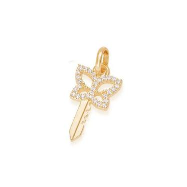 Imagem de Pingente banhado ouro 3x 24k 18k e 22k  feminino chave borboleta crave