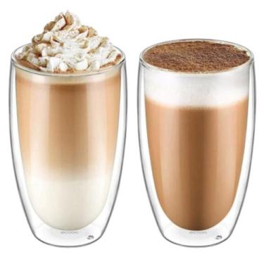 Imagem de Copo Vidro Duplo Café Expresso Capuccino Chá 2 Peças 450ml - Majestic,