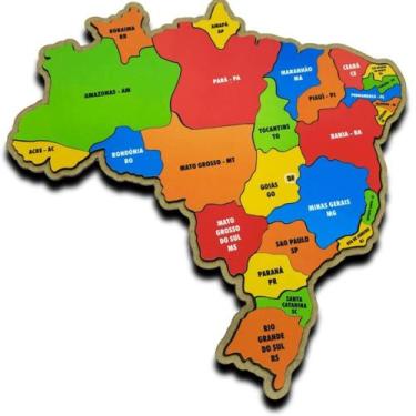 Imagem de Quebra Cabeça Educativo Mapa do Brasil Grande 26 Peças - Cia Laser
