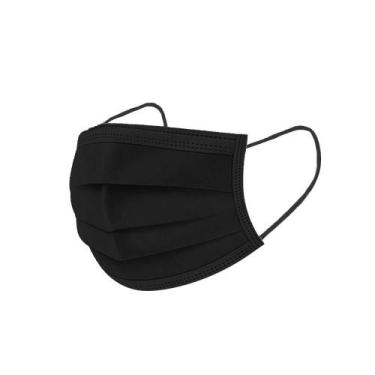 Imagem de Máscara Preta Para Rosto Descartável Tripla Proteção Com Elástico E Cl