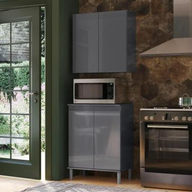 Imagem de Jogo de Balcao e Armario Suspenso Cinza - Mais de Casa