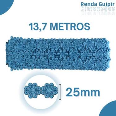 Imagem de Renda Guipír Azul Turquesa - 25Mm Rolo Com 13,7 Metros - Chl207 - Nybc