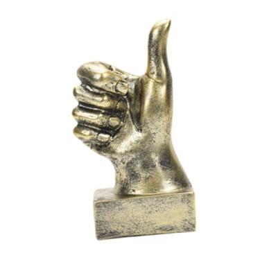 Imagem de UxicRuya Estátua Engraçada de Gesto de Mão, Figura de Mão de Resina, Escultura Criativa Decorativa de Gesto, Decoração de Mesa para Lareira E, Polegar para cima ouro, Tamanho real