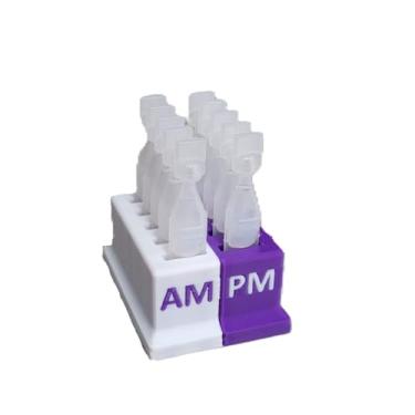 Imagem de Znet3D Suporte de frasco de colírio para frascos descartáveis de uso único – Compatível com as principais marcas, duas cores com laterais AM/PM para rastreamento de uso, disponível em tamanhos de 10