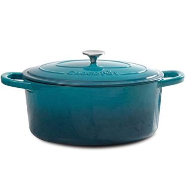 Imagem de Crock-Pot Artisan Oval Esmaltado Ferro Fundido Forno Holandês, 7-Quart, Teal Ombre