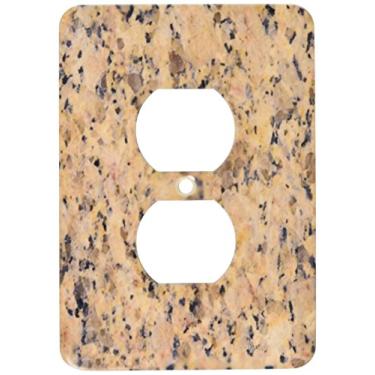 Imagem de 3dRose lsp_101065_6 Imagem de cinza-acastanhado amarelo N preto impressão de granito capa de tomada 2 plugues