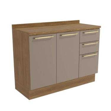 Imagem de Balcão com Tampo 120cm Botanic 2 Portas 3 Gavetas Kappesberg, Nogueira