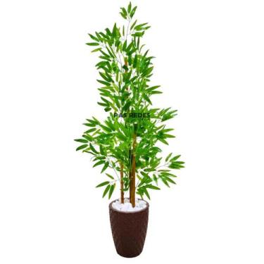 Imagem de Bambu Artificial Permanente + Vaso Decorativo - PAS Redes, 3D Marrom
