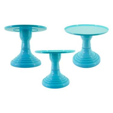 Imagem de Boleira de Plástico Suporte de Doce 23cm - Aliança, Azul Claro