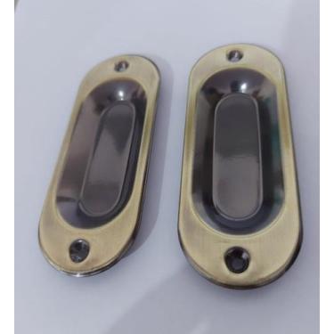 Imagem de Puxador Concha Oval Lo 10cm Embutir Porta E Janela 02 Pçs - comercial