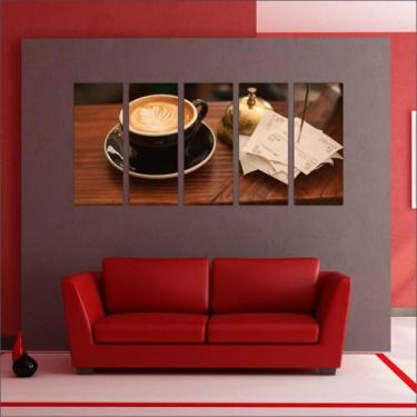 Imagem de Quadro Decorativo Padarias Cafeterias Pães Café Bolos Tortas 5 Peças G