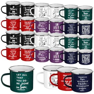 Imagem de Mifoci Canecas de esmalte cristão com alça canecas de café inspiradoras cristãs presente versículo bíblico copos religiosos acampamento copos presente igreja mulheres homens professor colega de