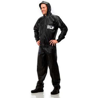 Imagem de Capa De Chuva Para Motoqueiro Pantaneiro Pvc Tornado Com Capuz, Preto,