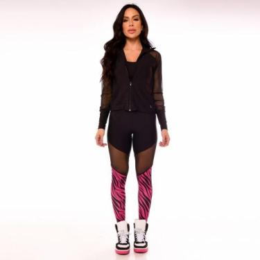Imagem de Jaqueta Fitness Feminina Corta Vento Preto - Vibs Fitwear, Preto, M