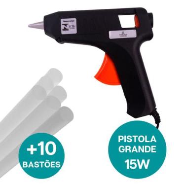 Imagem de Aplicadora Para Cola Quente Grande 15w Bivolt Kit + 10 Bastões - Pisto
