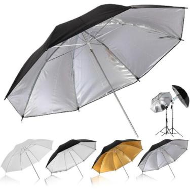 Imagem de Sombrinha Rebatedora Prata 84cm Refletora Flash Estúdio Dslr - PDIMPOR