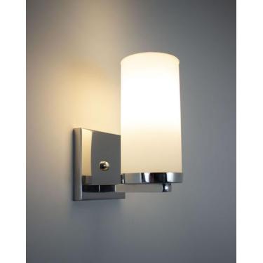 Imagem de Lustre Arandela Para Banheiro Vidro Fosco Branco Cromado 100 IluminaMu