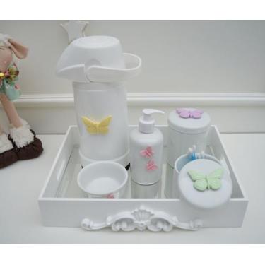 Imagem de Kit Higiene Bebê Porcelana Térmica Quarto K028 Borboleta - Ciranda Art