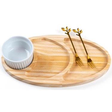 Imagem de Bandeja Petisqueira de Madeira com Garfinhos e Porta Molho - Carmisini