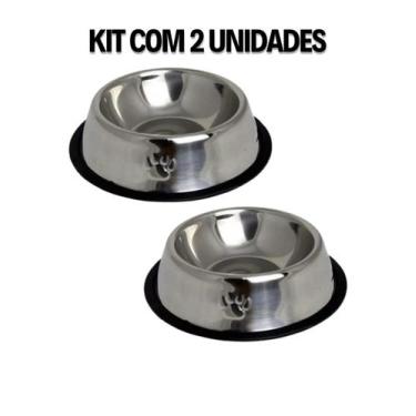 Imagem de Vasilha para ração e agua comedouro para cães e gatos em Inox 18 CM(P)