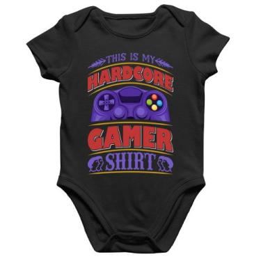Imagem de Body Bebê Algodão Hardcore Gamer - Foca na Moda, Preto, G