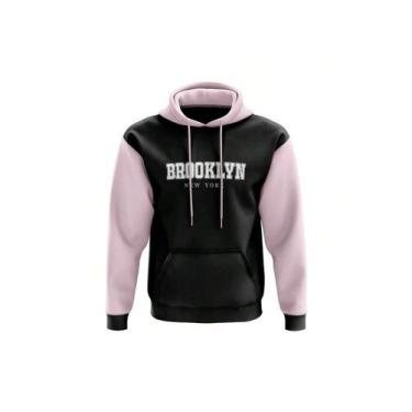 Imagem de Moletom Casaco Brooklin New York Blusa Canguru AL7 Store, Rosa bebê, P