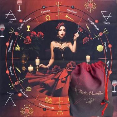 Imagem de Kit Toalha Tecido Pomba Gira Maria Padilha 70x70cm + Estojo - META ATA