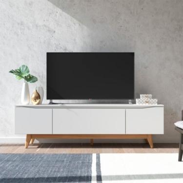 Imagem de Rack para TV até 75 Polegadas Flynt 3 PT Off White e Natural 184 cm