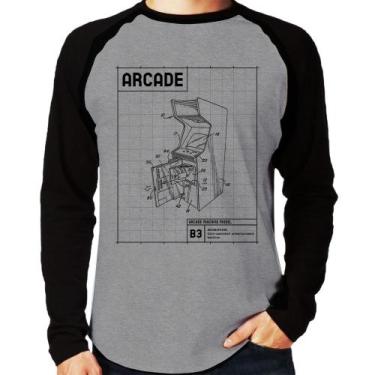 Imagem de Camiseta Raglan Arcade Fliperama Projeto Manga Longa - Foca na Moda, C