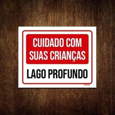 Imagem de Kit 3 Placas Sinalização - Cuidado Crianças Lago Profundo - Sinalizo