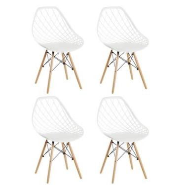 Imagem de Conjunto 4 Cadeiras Clarice Cloe Kaila Madeira Movescan, Branco