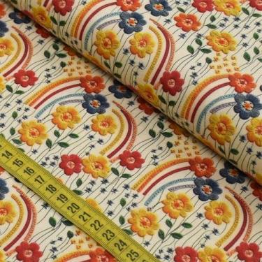 Imagem de Tecido Estampado Para Patchwork - Flores Campestres Bordadas : Arcos d