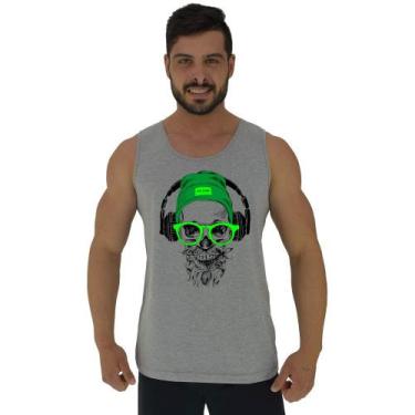 Imagem de Regata Clássica Masculina MXD Conceito Caveira com Headphone, Cinza, P