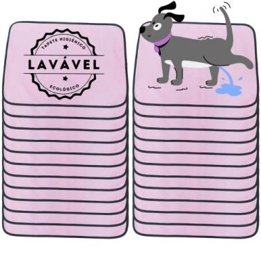 Imagem de Kit com 24 Tapetinhos Alta Absorção para Pets 70x50 Rosa 200 Lavagens 