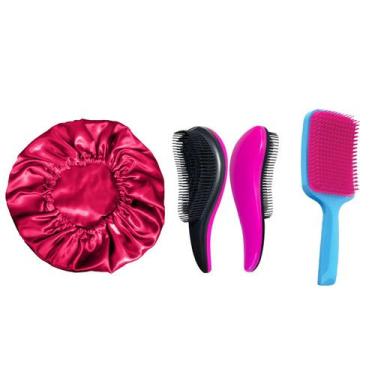 Imagem de Escova magica + touca cetim + escova raquete - Bazar na Web, Kit de Ce