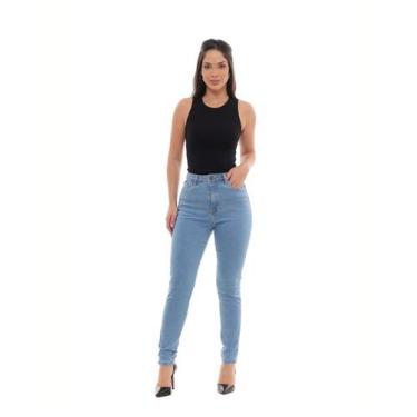 Imagem de Calça Jeans Mom Feminina Cintura Alta Básica com Elastano 00201 Média 
