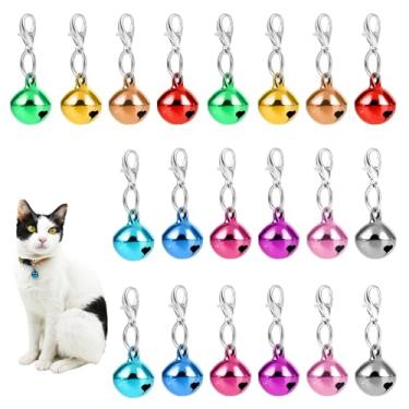 Imagem de COMNICO 20 peças de sinos de estimação para coleira de cachorro e gato, pingentes de colarinho redondo de metal, som alto e nítido com fechos, acessórios de pingente de animal pequeno, decoração de