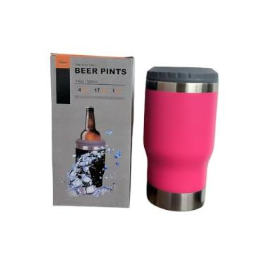 Imagem de Copo Porta Cerveja Térmico Suporte Garrafa Térmica De Lata Latinha Latão Long Neck Aço Inox Refrigerador Isolado Isolador (Pink)