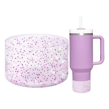 Imagem de WUQID Capa protetora de silicone brilhante, compatível com Stanley Tumbler 567.0-1,134.0 g & Hydro Flask Bottle 340.2 g-680.4 g, glitter reduz amassados capa para mais garrafas/copos inferior de 7,2 a