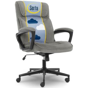 Imagem de Serta Travesseiros ergonômicos para cadeira executiva de escritório com camadas estofadas para computador, zona lombar contornada, base, tecido, preto/cinza