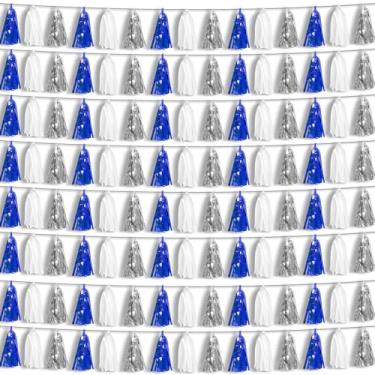 Imagem de Hysilla 8P Azul-Marinho-Branco-Prata Borla Guirlanda Banner, Borlas Banner Streamers para Carros Alegóricos, Despedida de Solteira, Casamento, Aniversário, Dia Das Bruxas, Natal, Decorações para Festa