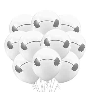 Imagem de 12 Count Gym Balloons Latex, Muscle Flex Dumbell Birthday Party Theme Decoration, Weightlifting, Powerlifting, Bodybuilding, 12 Inch Standard Size (barbell only)