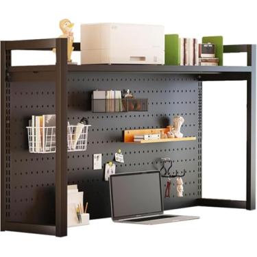 Imagem de Prateleira de armazenamento de mesa para monitor de mesa de exibição de 3 níveis, altura de prateleira ajustável de armazenamento DIY, prateleira organizadora de metal, para organizador de materiais