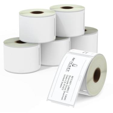 Imagem de BETCKEY - Etiquetas de crachá de nome de visitante substituídas para DYMO 30857 (2-1/10.2 cm x 10.2 cm), perfurado, compatível com DYMO Labelwriter 450, 4XL, não serve para 550 e 5XL [6 rolos/1500
