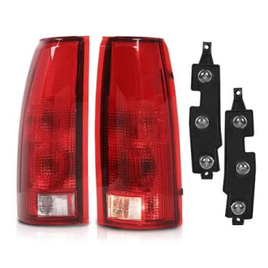 Imagem de PIT66 Luzes traseiras com circuito conector compatível com Chevy GMC Silverado Sierra C/K 1500 2500 3500 1988-1999 Lâmpadas traseiras vermelhas Conjunto de luzes traseiras do lado da unidade e do
